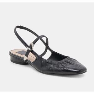Dolce Vita Rianne Midnight Crinkle Patent Slingback Square Toe Flats Size 8.5